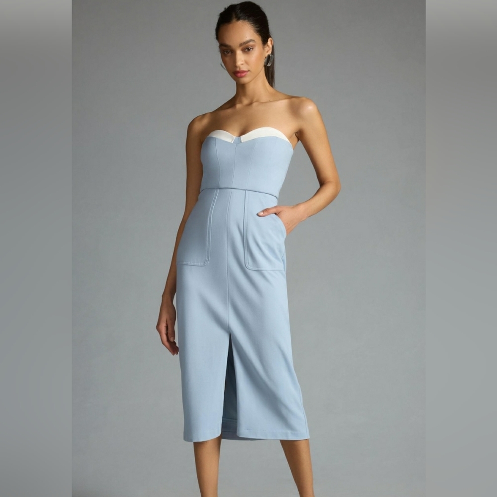 Hutch strapless slim slit front dress